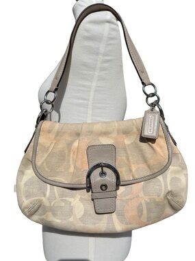 Coach Vintage RARE Y2K Soho Optic Grey & Pink Shoulder Flap Bag F19238